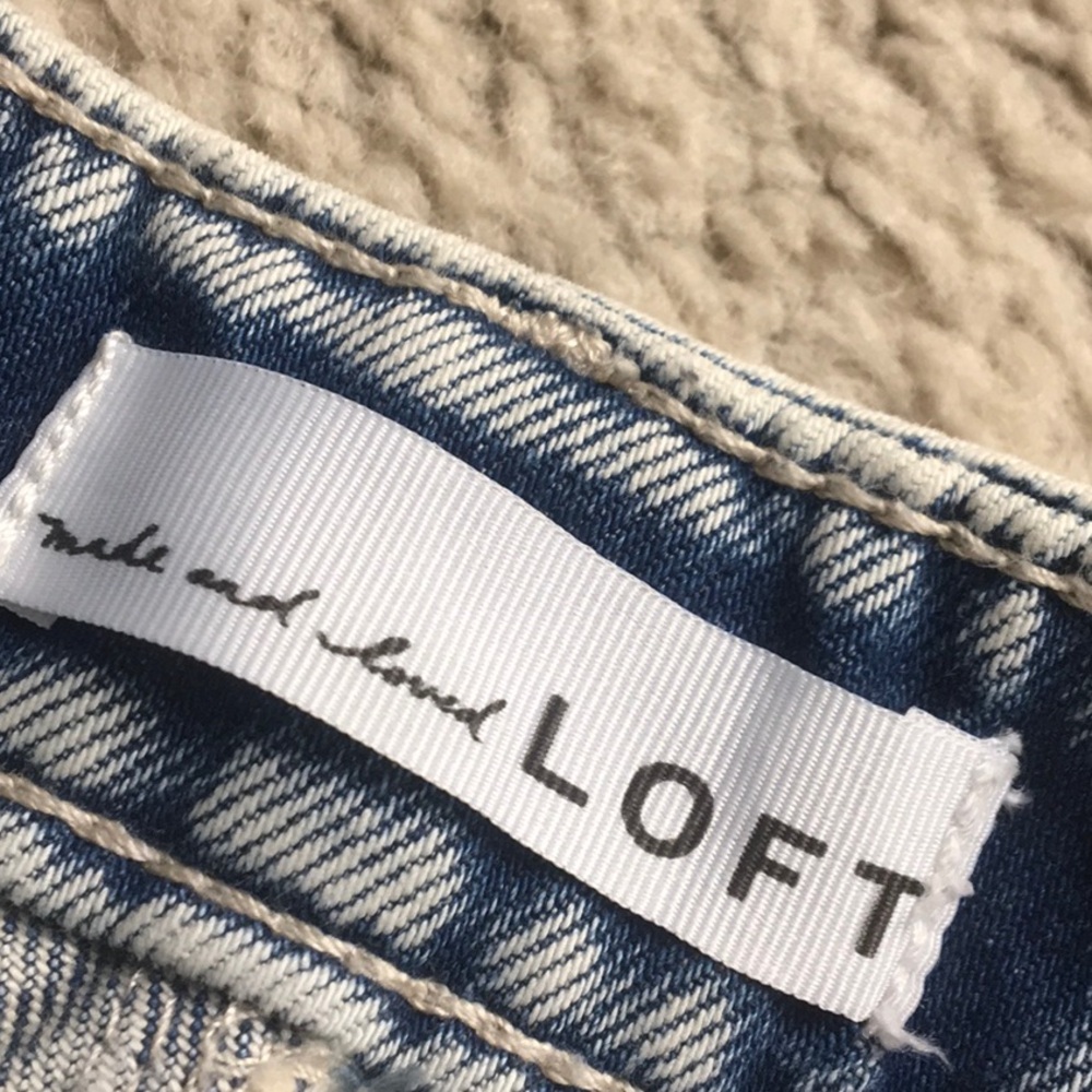LOFT/SEQUIN EMBELLISHED HIGH RISE BARREL JEANS IN VINTAGE lIGHT INDIGO WASH/NEW - Picture 12 of 14